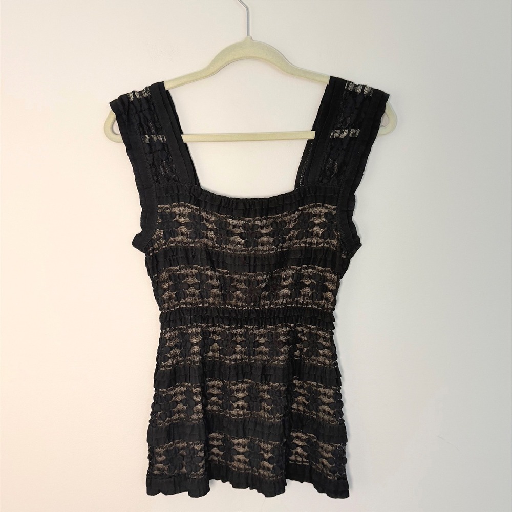Y2K Women's Max Studio Vintage Black Lace Top Blouse Tank Bella Swan Size M